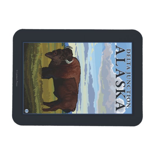 Bison Scene - Delta Junction, Alaska Magnet (Horizontal)