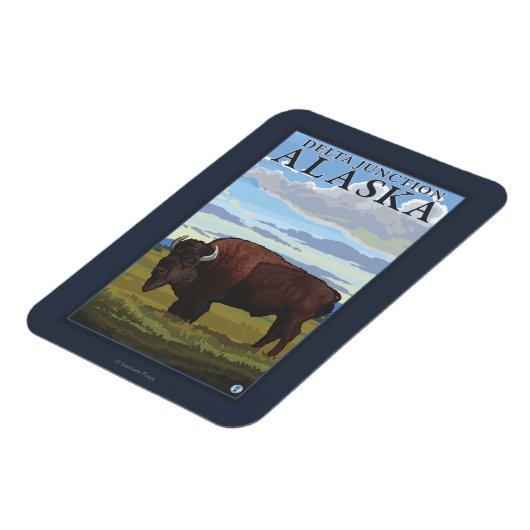 Bison Scene - Delta Junction, Alaska Magnet (Linke Seite)