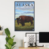 Bison Scene - Delta Junction, Alaska Poster (Heimbüro)