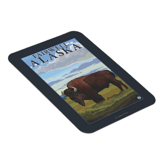 Bison Scene - Fairwell, Alaska Magnet (Rechte Seite)