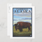 Bison Scene - Fairwell, Alaska Postkarte (Vorne/Hinten)