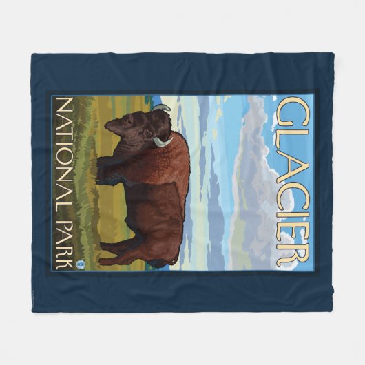 Bison Scene - Glacier National Park, MT Fleecedecke (Vorderseite (Horizontal))