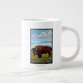 Bison Scene - Glacier National Park, MT Jumbo-Tasse (Rechts)