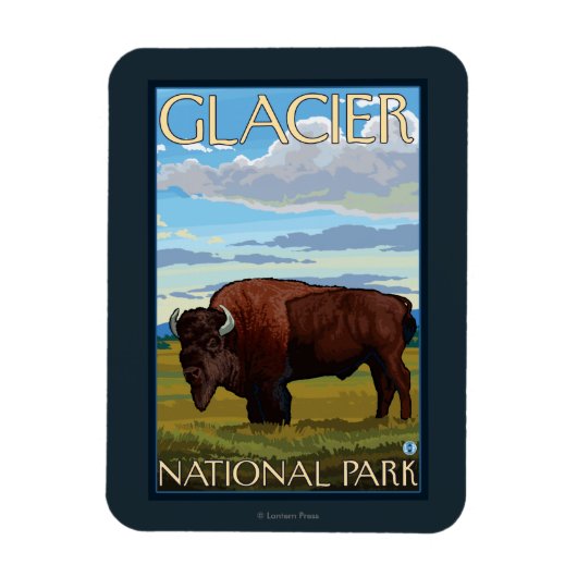 Bison Scene - Glacier National Park, MT Magnet (Vertikal)