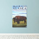 Bison Scene - McGrath, Alaska Leinwanddruck (Insitu (Holzboden))