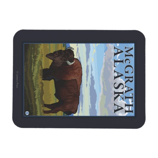 Bison Scene - McGrath, Alaska Magnet (Horizontal)