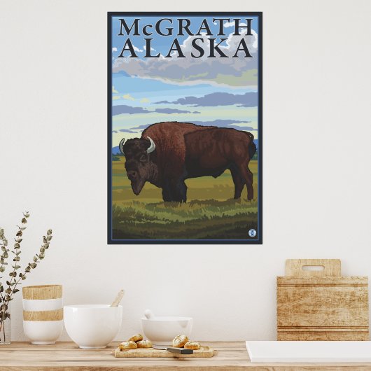 Bison Scene - McGrath, Alaska Poster (Küche)