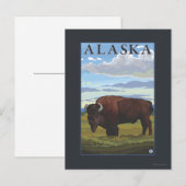 Bison Scene - Vintage Travel Poster Postkarte (Vorne/Hinten)