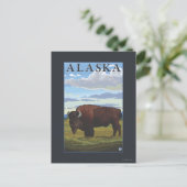 Bison Scene - Vintage Travel Poster Postkarte (Stehend Vorderseite)