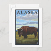 Bison Scene - Vintage Travel Poster Postkarte (Vorne/Hinten)