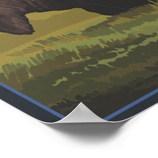 Bison Scene - Yellowstone Nationalpark Poster (Ecke)