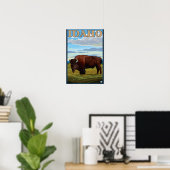 Bison SceneIdahoVintage Travel Poster (Heimbüro)
