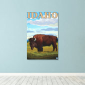 Bison SceneIdahoVintage Travel Poster Leinwanddruck (Insitu (Holzboden))