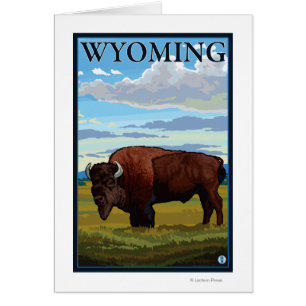 Bison SceneWyomingVintage Reise-Plakat