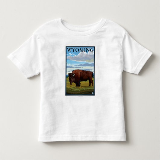 Bison SceneWyomingVintage Reise-Plakat Kleinkind T-shirt (Vorderseite)