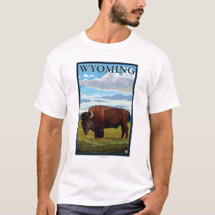 Bison SceneWyomingVintage Reise-Plakat T-Shirt