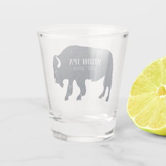 Bison-Silhouette anpassbar Schnapsglas (Rückseite)