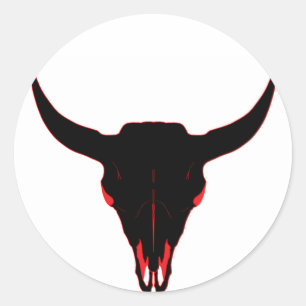 Bison Skull Black und Red Runder Aufkleber