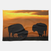 Bison-Sonnenuntergang Küchentuch (Horizontal)
