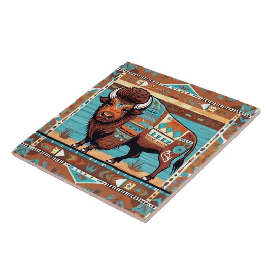 Bison Southwestern Buffalo Dekorative Fliese (Seite)