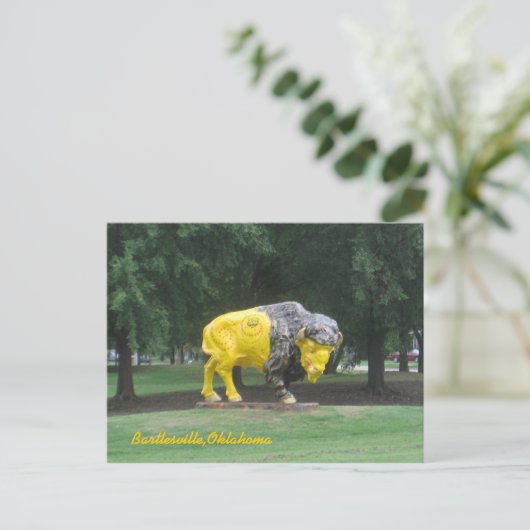 Bison Statue Postkarte (Stehend Vorderseite)