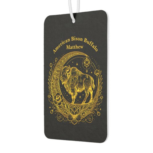 Bison Stehend in einem floralen Halbmond-Design Autolufterfrischer (Links)