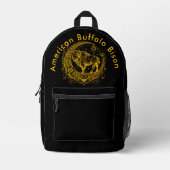 Bison Stehend in einem floralen Halbmond-Design Bedruckter Rucksack (Vorderseite)