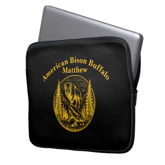 Bison Stehend stolz in einer natürlichen Landschaf Laptopschutzhülle (Vorderseite Links)