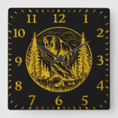 Bison Stehend stolz in einer natürlichen Landschaf Quadratische Wanduhr (Vorderseite)