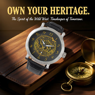 Bison steht majestätisch in einer natürlichen Land Armbanduhr