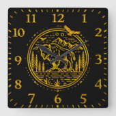 Bison steht majestätisch in einer natürlichen Land Quadratische Wanduhr (Vorderseite)