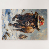 Bison Stoic Guardian of the Snowy Plains Hat Puzzle (Horizontal)