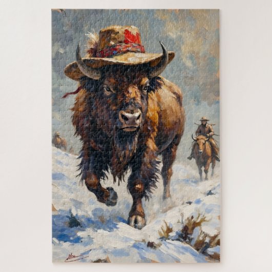Bison Stoic Guardian of the Snowy Plains Hat Puzzle (Vertikal)
