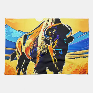 Bison Sunset Majestät Design Geschirrtuch