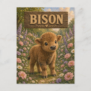 Bison Süßes Baby-Geschichtenbuch-Nursery-Tier Postkarte