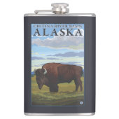 Bison-Szene - Chitina Flusseinzugsgebiet, Alaska Flachmann (Vorderseite)
