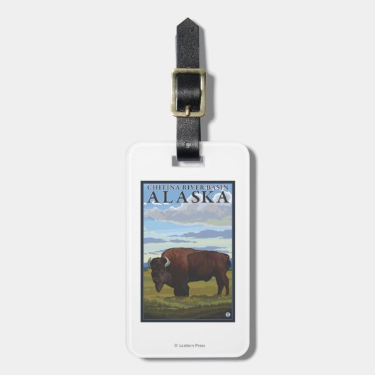 Bison-Szene - Chitina Flusseinzugsgebiet, Alaska Gepäckanhänger (Vorderseite vertikal)