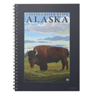 Bison-Szene - Chitina Flusseinzugsgebiet, Alaska Notizblock