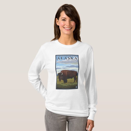 Bison-Szene - Chitina Flusseinzugsgebiet, Alaska T-Shirt (Vorne ganz)