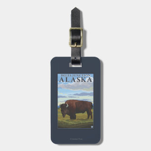 Bison-Szene - Deltakreuzung, Alaska Gepäckanhänger