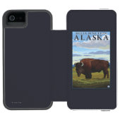 Bison-Szene - Deltakreuzung, Alaska Incipio iPhone Geldbeutel-Hülle (Folio Geöffnet)