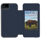 Bison-Szene - Deltakreuzung, Alaska Incipio iPhone Geldbeutel-Hülle (Folio Geöffnet)