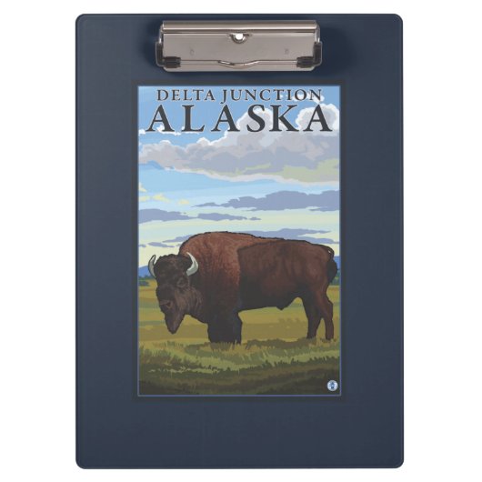 Bison-Szene - Deltakreuzung, Alaska Klemmbrett (Vorderseite)