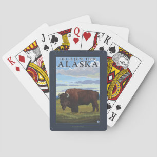 Bison-Szene - Deltakreuzung, Alaska Spielkarten