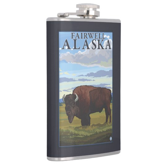 Bison-Szene - Fairwell, Alaska Flachmann (Rechts)
