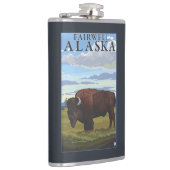 Bison-Szene - Fairwell, Alaska Flachmann (Rechts)
