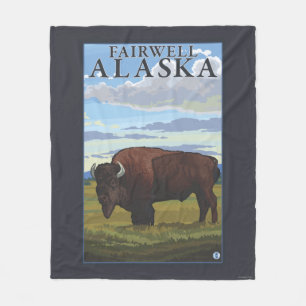 Bison-Szene - Fairwell, Alaska Fleecedecke