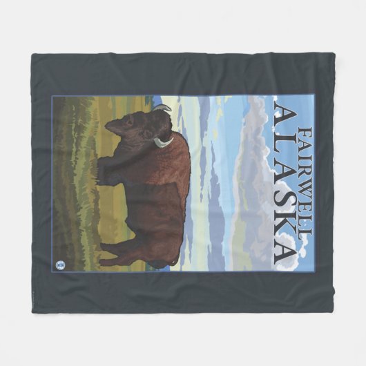 Bison-Szene - Fairwell, Alaska Fleecedecke (Vorderseite (Horizontal))
