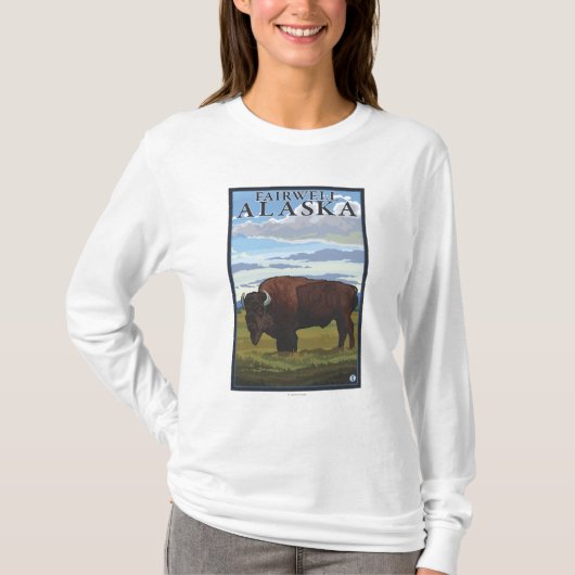 Bison-Szene - Fairwell, Alaska T-Shirt (Vorderseite)
