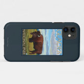 Bison-Szene - Glacier Nationalpark, M.Ü. Case-Mate iPhone Hülle (Rückseite (Horizontal))